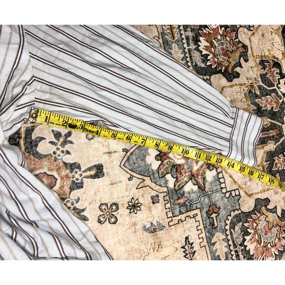 Vintage Versace Button Down Collar Shirt 90s Designer pin stripe Top Blouse y2k - Picture 11 of 15